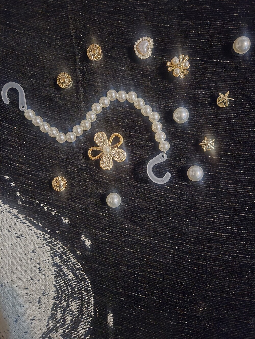 Jibbitz Shoe Charms Gold Pearls Stars Flowers Bling
